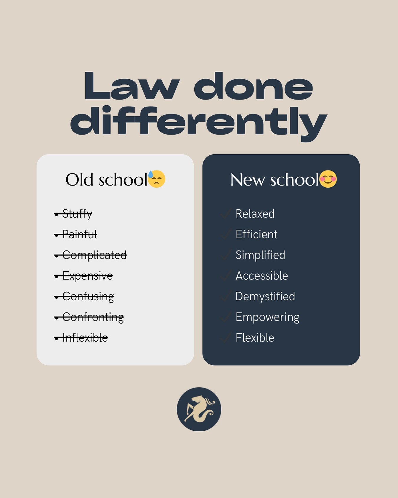🦄 ✨We&rsquo;re redefining the way legal services are done! No more painfully confusing and inflexible legal services, and no more stuffy lawyers. 🤢🚫 

At our &ldquo;new school&rdquo; firm, we&rsquo;ve ditched the 3-piece suits and flashy boardroom