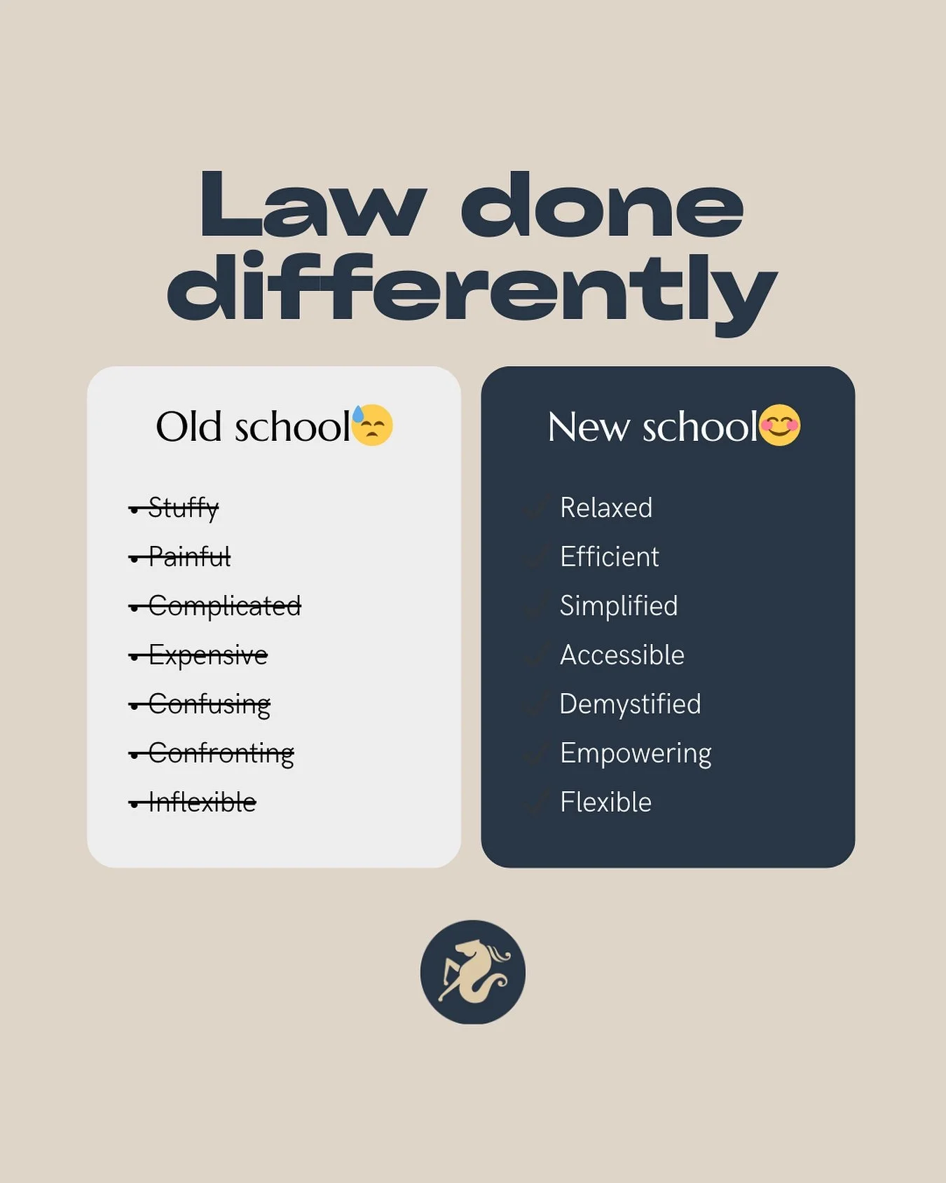 🦄 ✨We&rsquo;re redefining the way legal services are done! No more painfully confusing and inflexible legal services, and no more stuffy lawyers. 🤢🚫 

At our &ldquo;new school&rdquo; firm, we&rsquo;ve ditched the 3-piece suits and flashy boardroom
