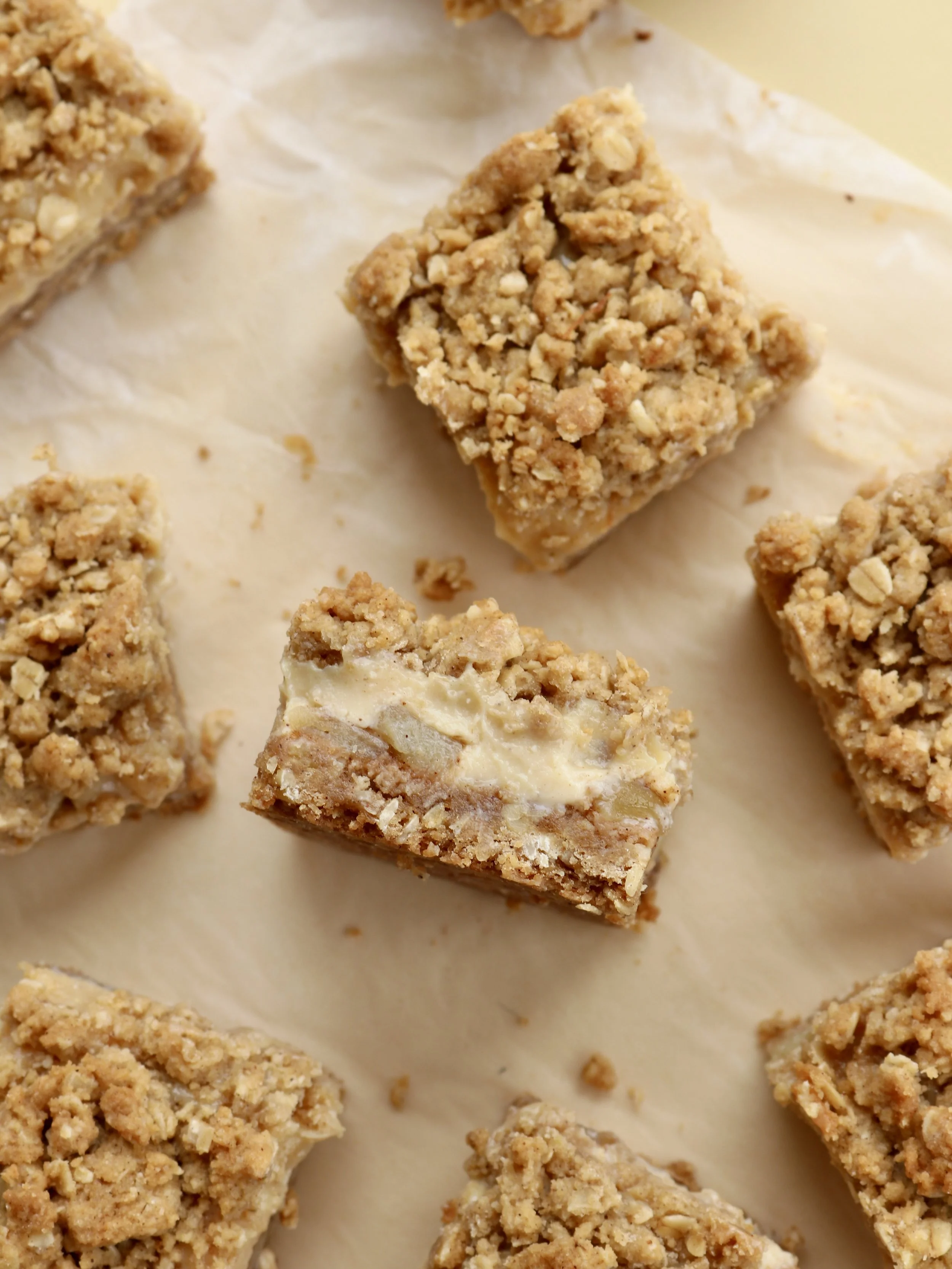 Apple + ginger caramel crumble slice