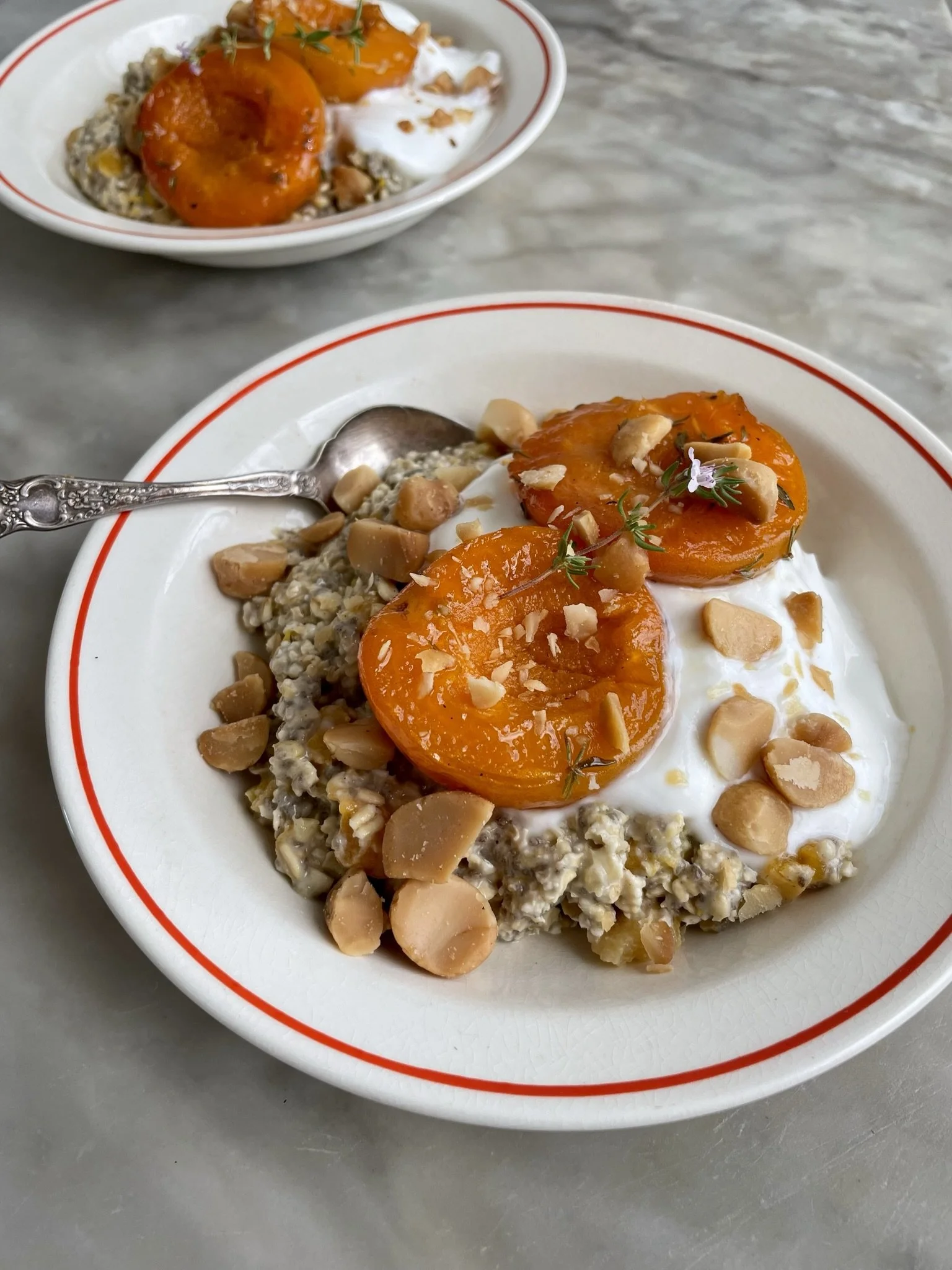 Apricot, fennel + macadamia overnight bircher