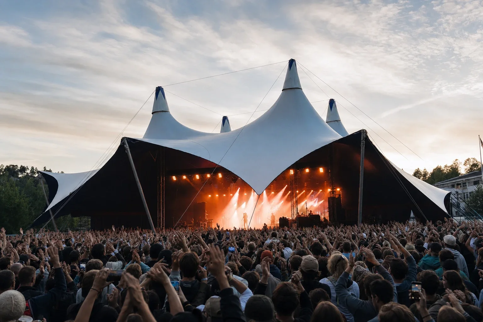 størrelse på telt til konsert