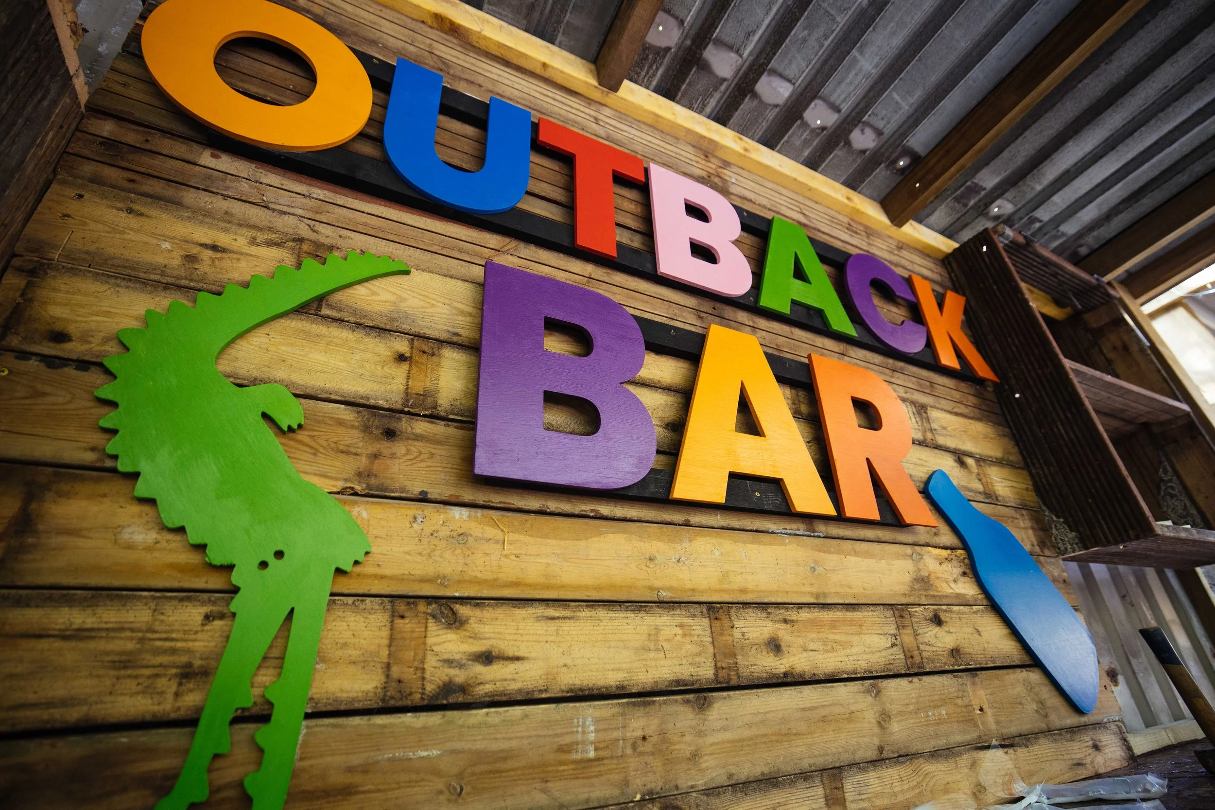 Outback bar, in the gardens at House of Oz 2022