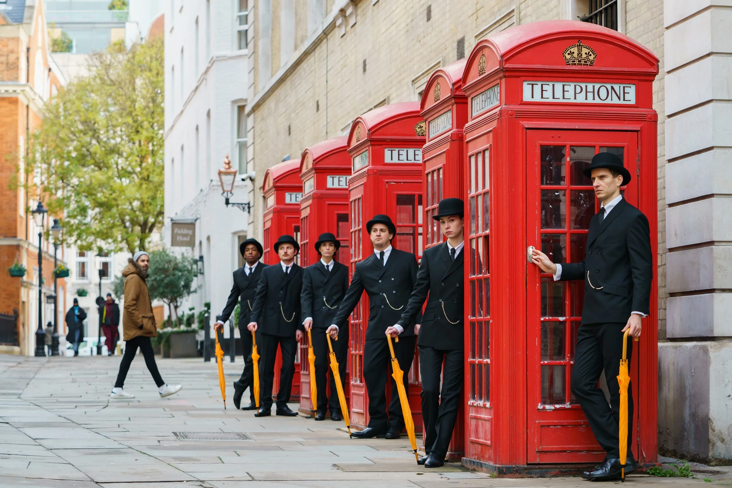 Dapper Spies: one of several choreographed set ups to promote The King's Man in and around London. Lead agency: Taylor Herring