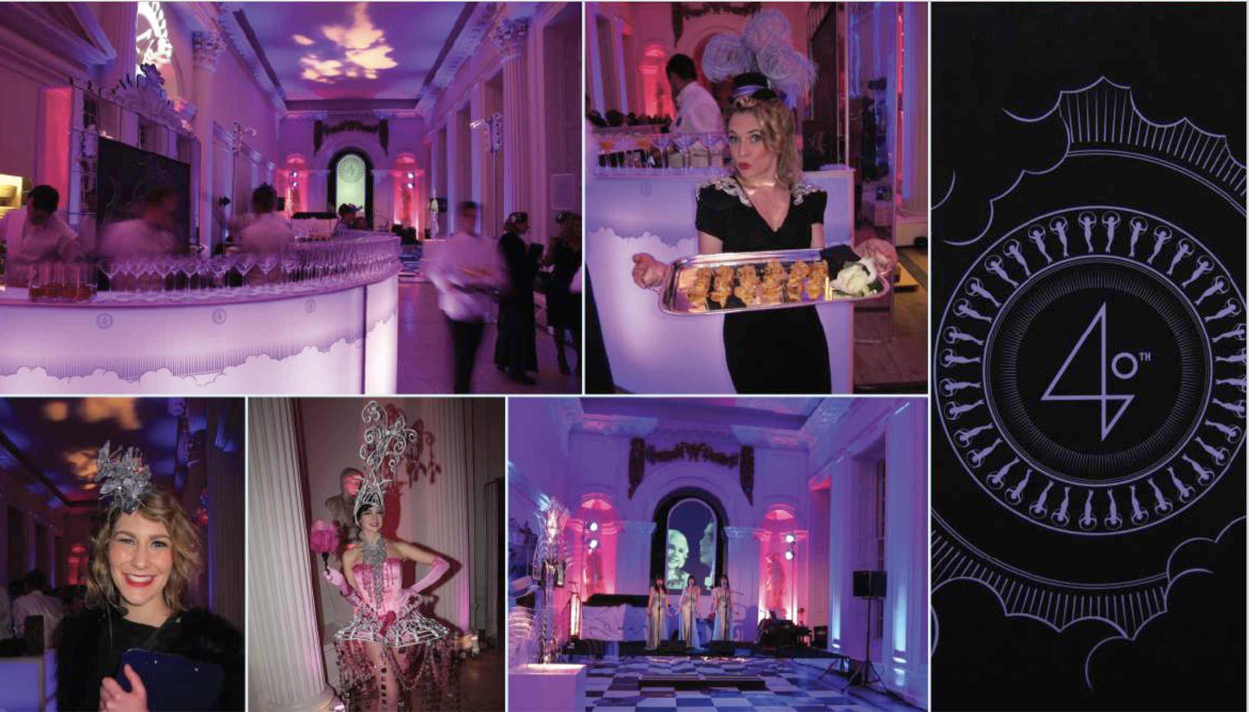 An immersive 1940s themed 40th birthday party for a private client, set in a fictional Cloud Club via a transformation of at Kensington Palace's lovely Orangery. 
Produced by Danielle Nay, with immaculately  themed catering by Zafferano and stellar B