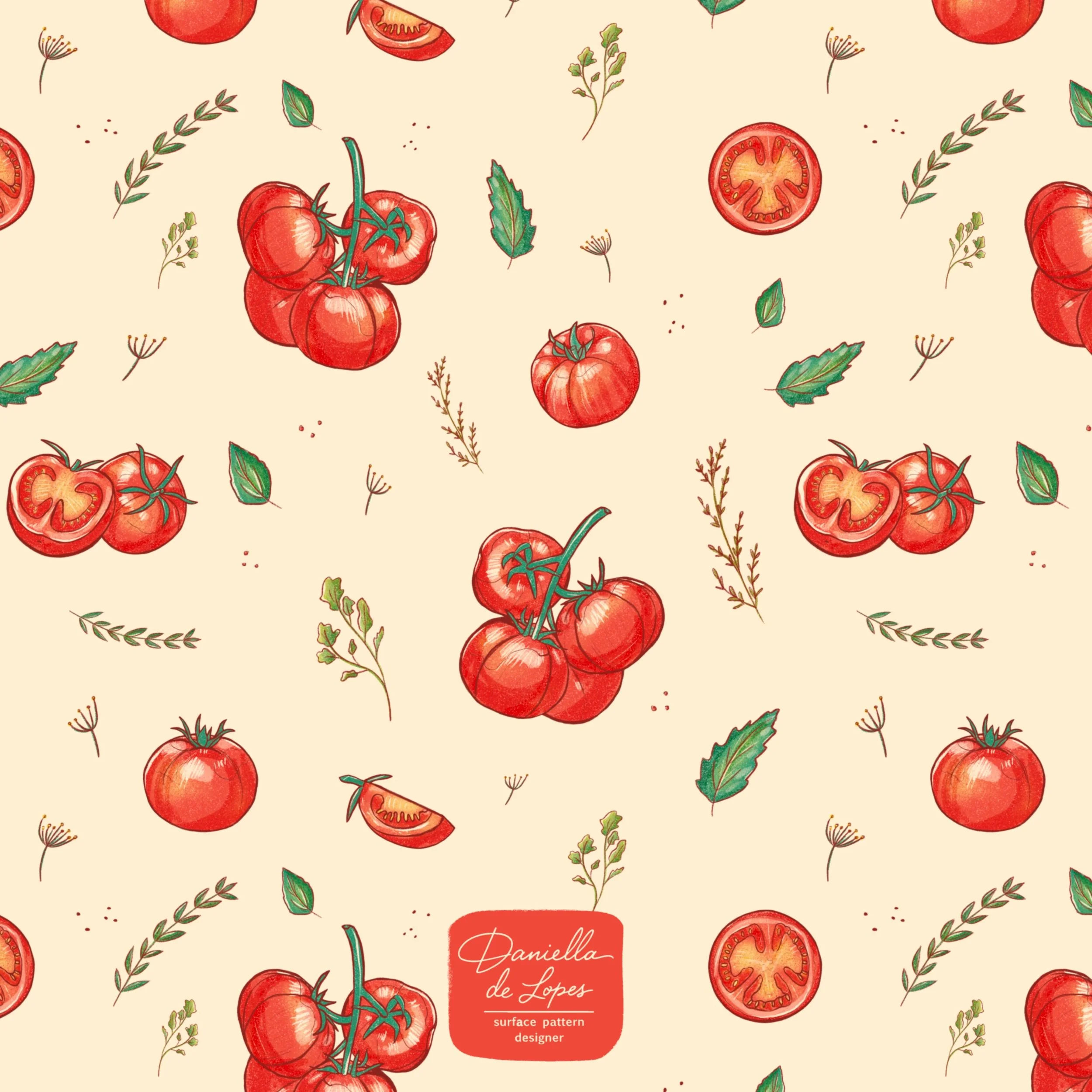 This collection took me almost 2 years to finish 🍅

I kept coming back to these vegetable illustrations but struggled with both the colouring process and how I wanted the final pattern layout to look. For a long time, it just didn&rsquo;t feel right