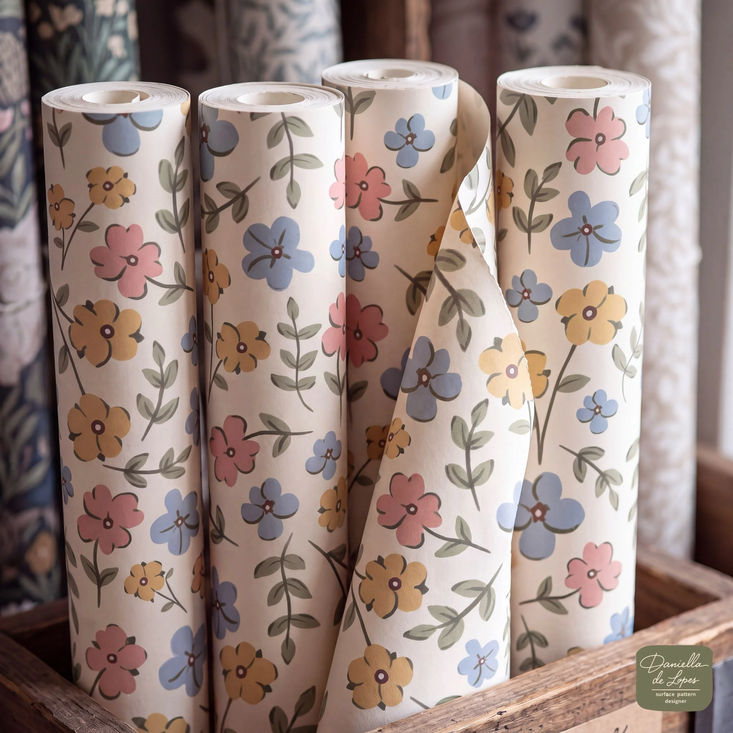 A little more from this collection 🌸

Today I&rsquo;m sharing another pattern from the collection, a playful mix of hand painted flowers in soft blue, pink, ochre and sage.

I&rsquo;m currently getting the collection ready to launch on my own websit
