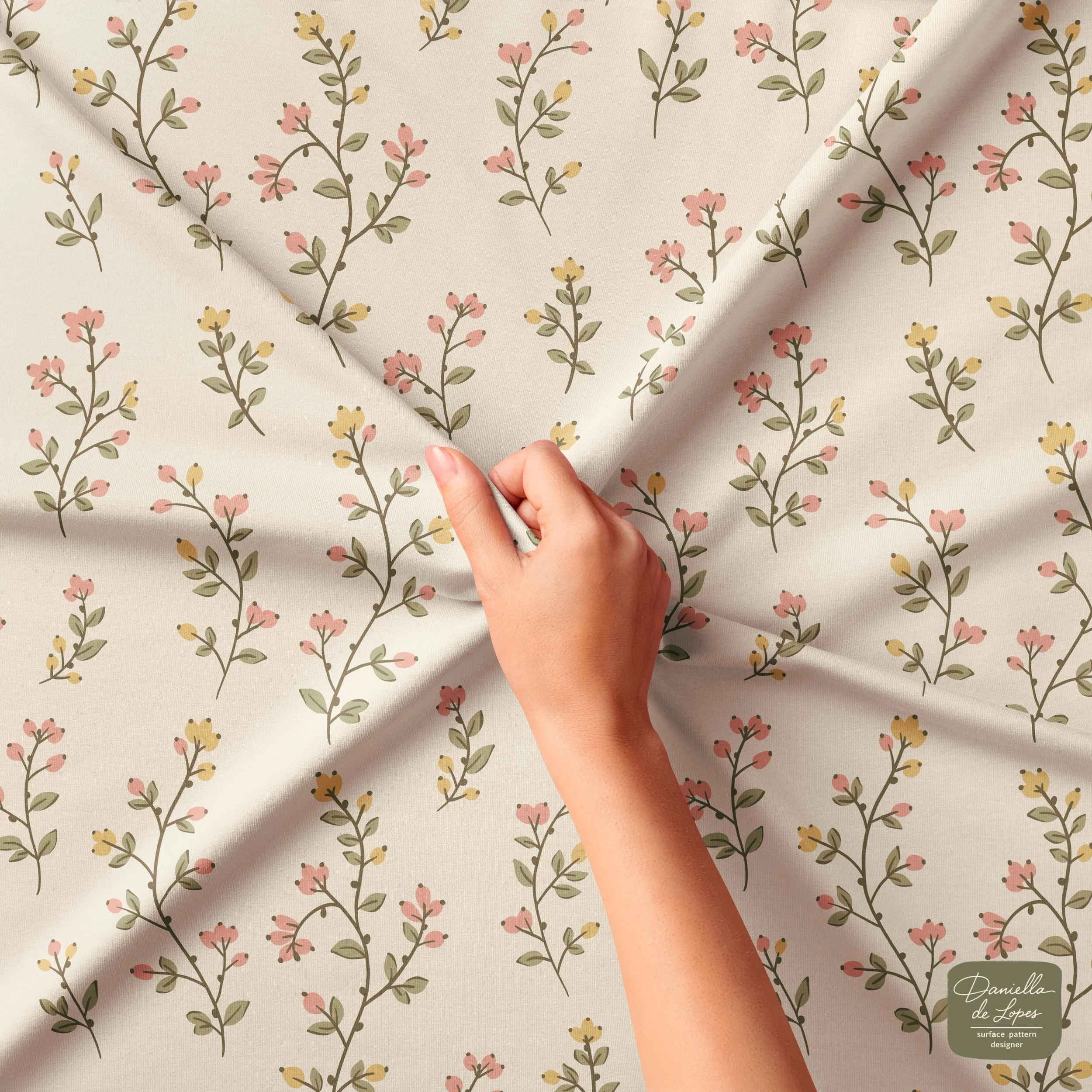 A little more from Little Meadow collection 🌸

Soft florals, muted sage greens and warm, sunny tones, a little glimpse of how this collection can come to life on fabric, fashion and interiors.

I painted this whole collection on my Ipad. I&rsquo;ll 