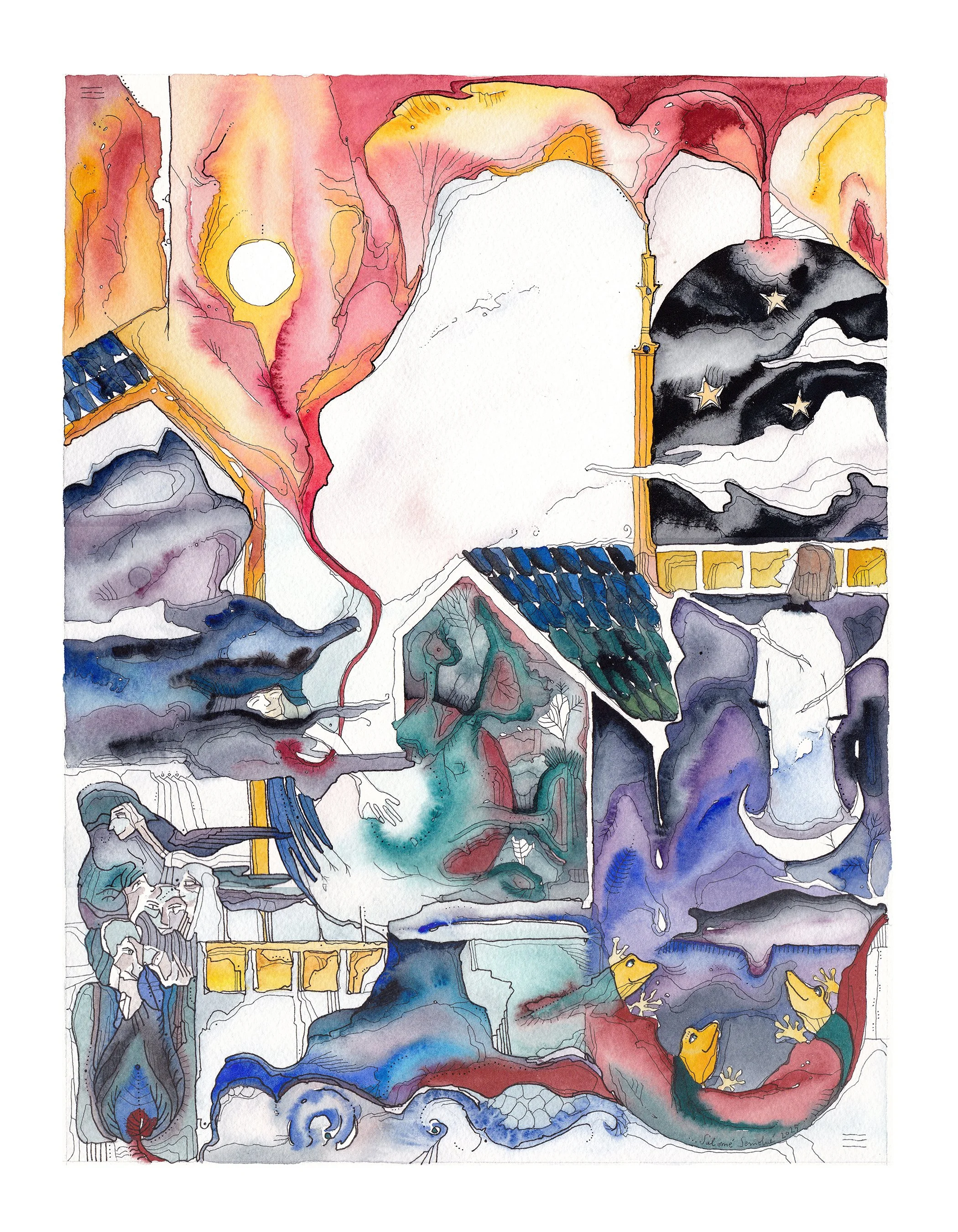 "El fuego en lo alto del cielo" 40x30cm - vendido por encargo