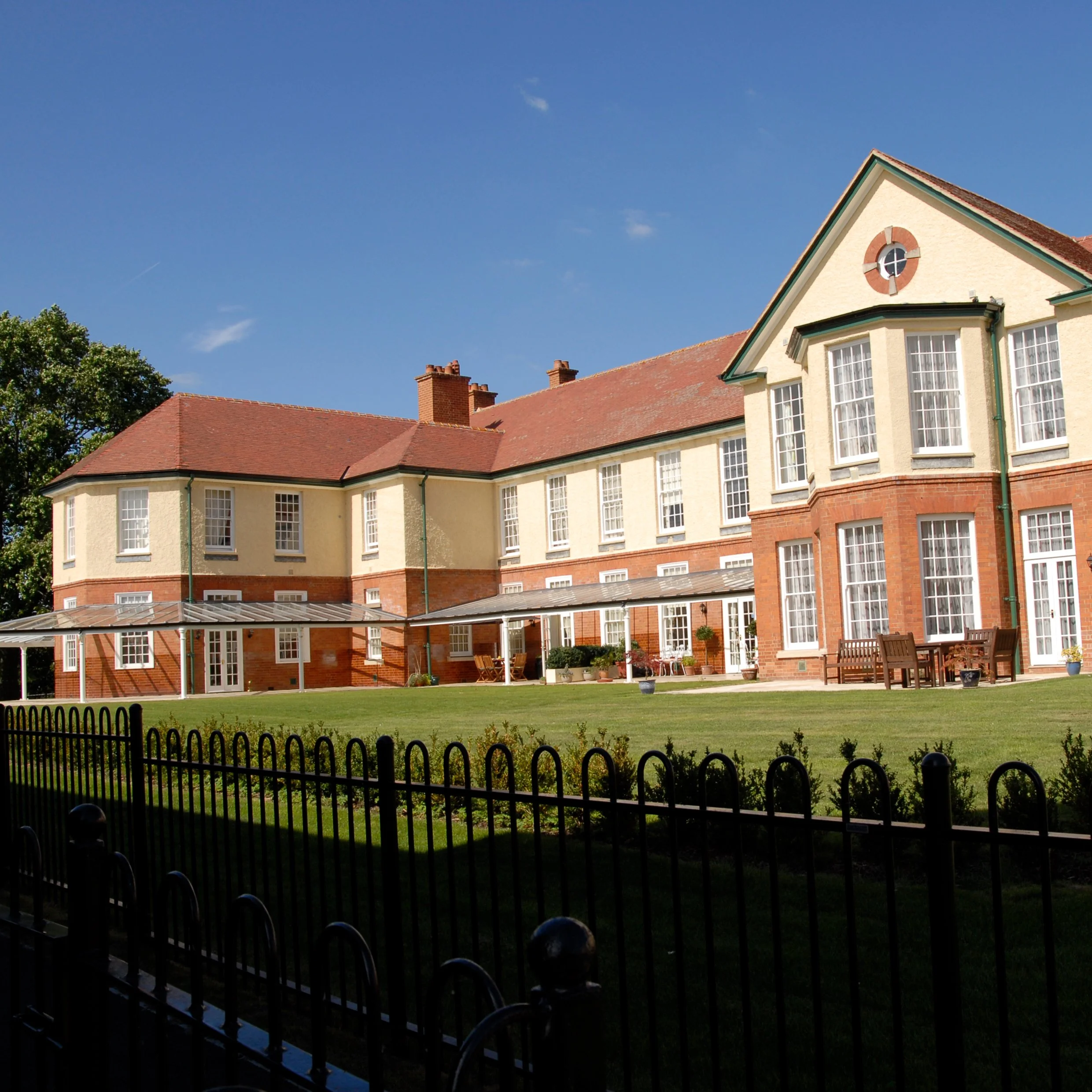 Elevation of Curtilage listed County Asylum buildings in Wiltshire converted into 37 private houses.