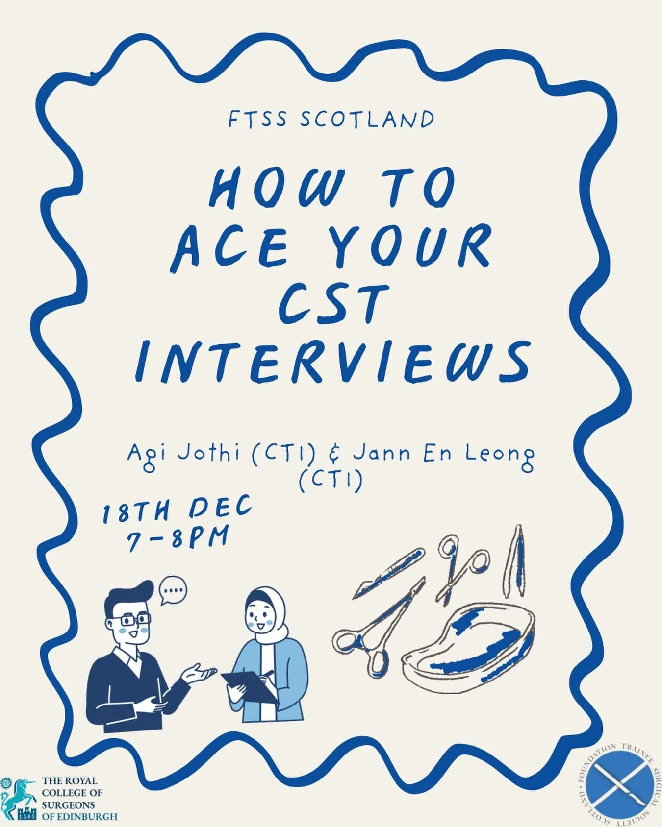 Join us for our 3rd talk in our CST series and our FINAL event of the year!!! 🎄😍

We have Agilandiswari Jothi (Vascular-themed CT1 East of England) and Jann En Leong (CT1 West of Scotland) who are working in their specialty of choice. They will go 