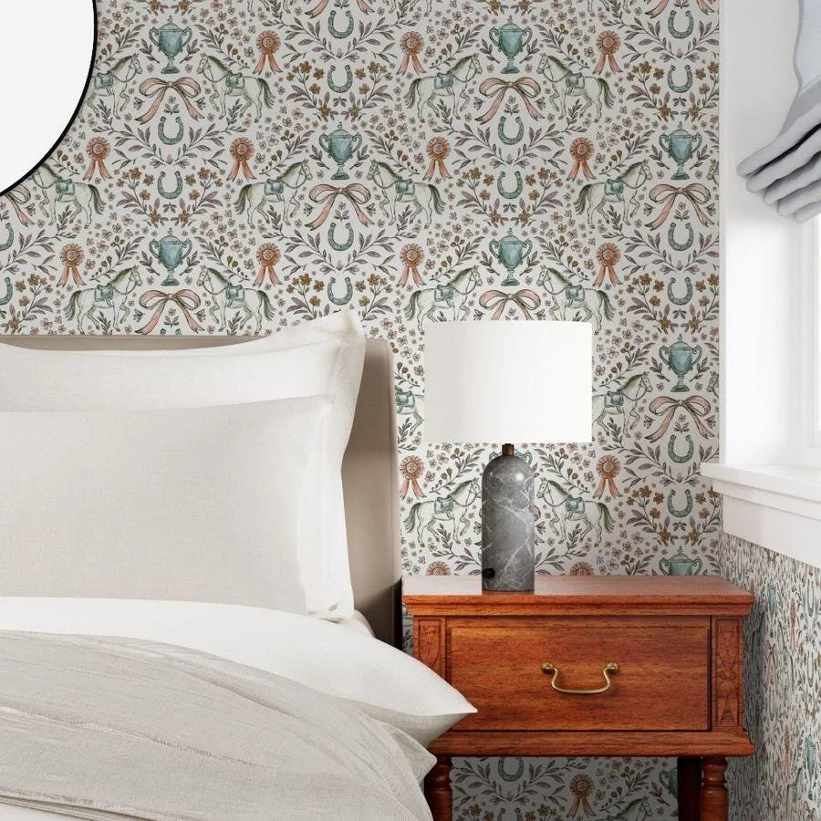 equestrian-horse-ribbon-trophy-floral-wallpaper-bedroom-nightstand.jpg
