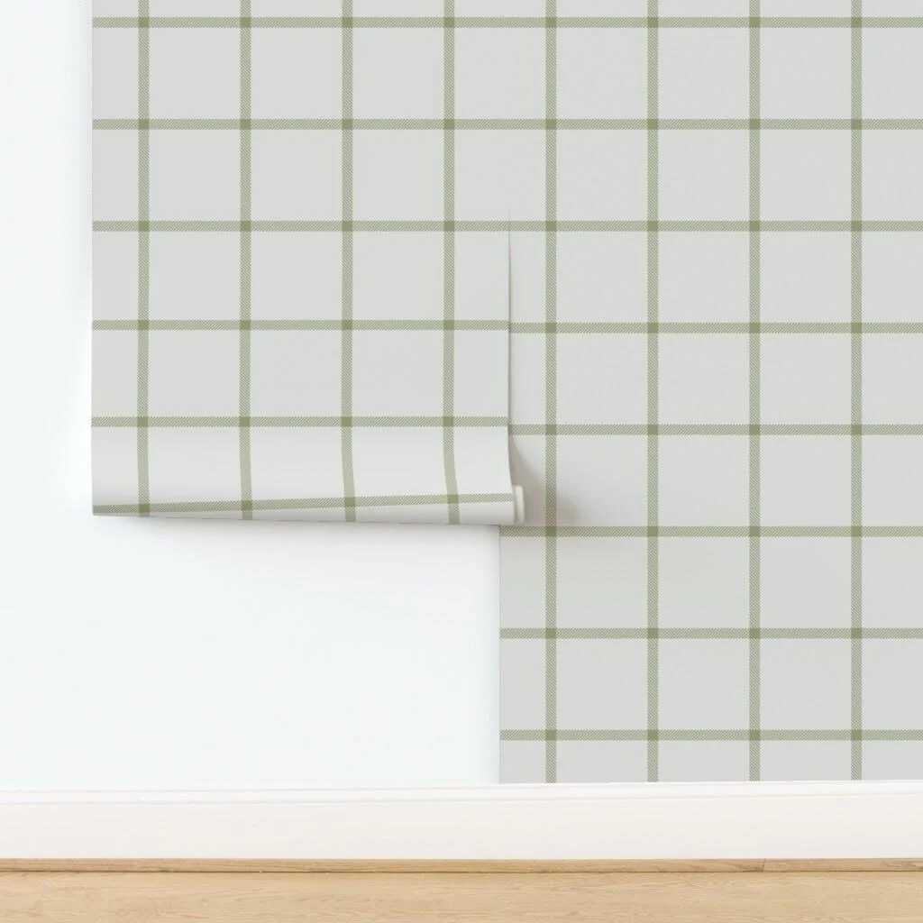 sage-green-windowpane-plaid-wallpaper-panel-install.jpg