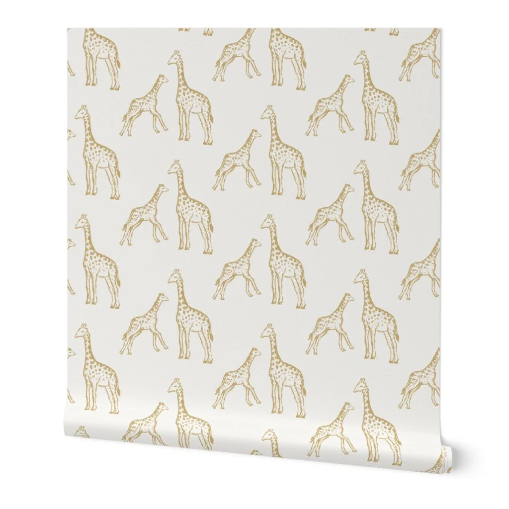Safari Nursery Wallpaper in Neutral Gold