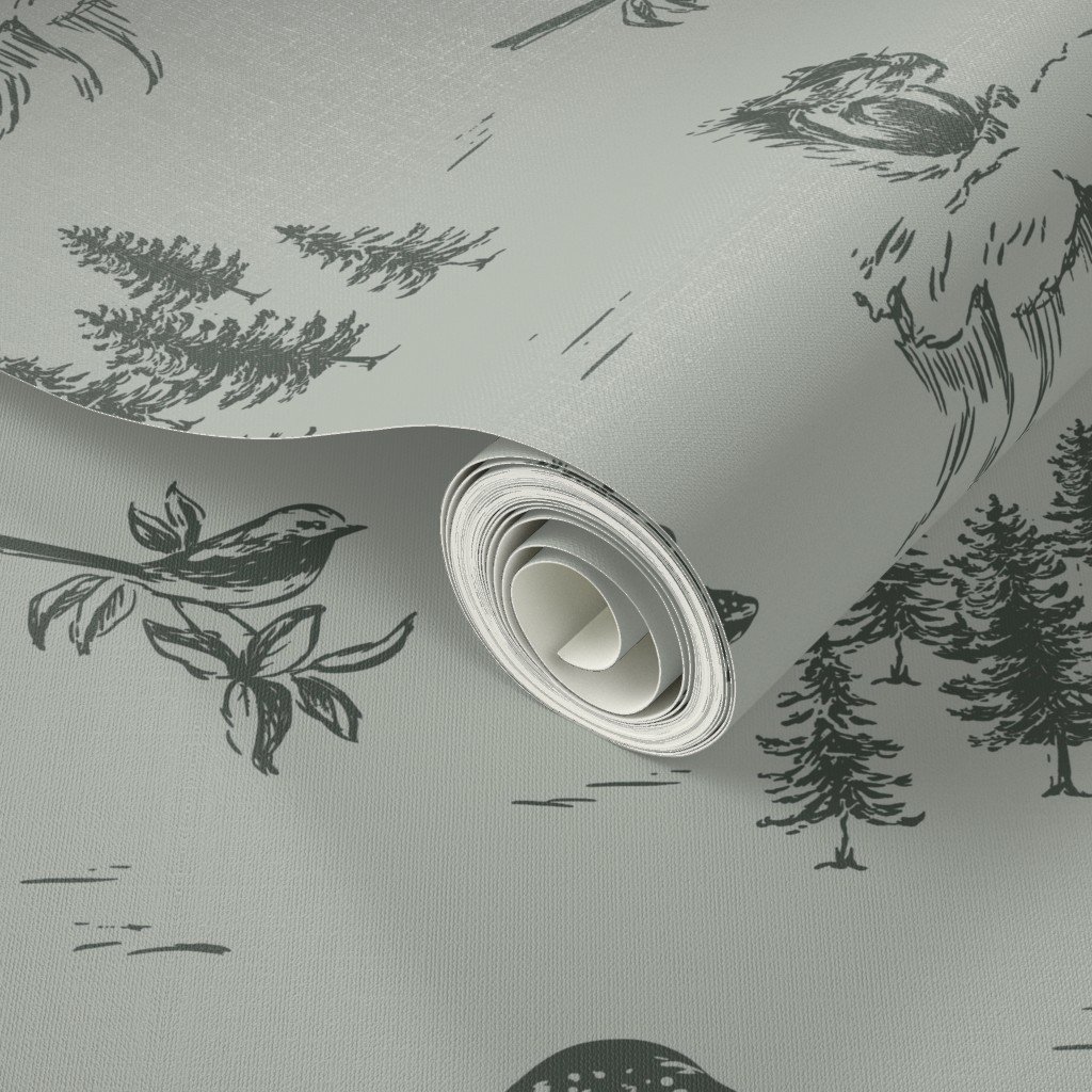baby & kids wallpaper designs - woodland animals nursery wallpaper in sage green
