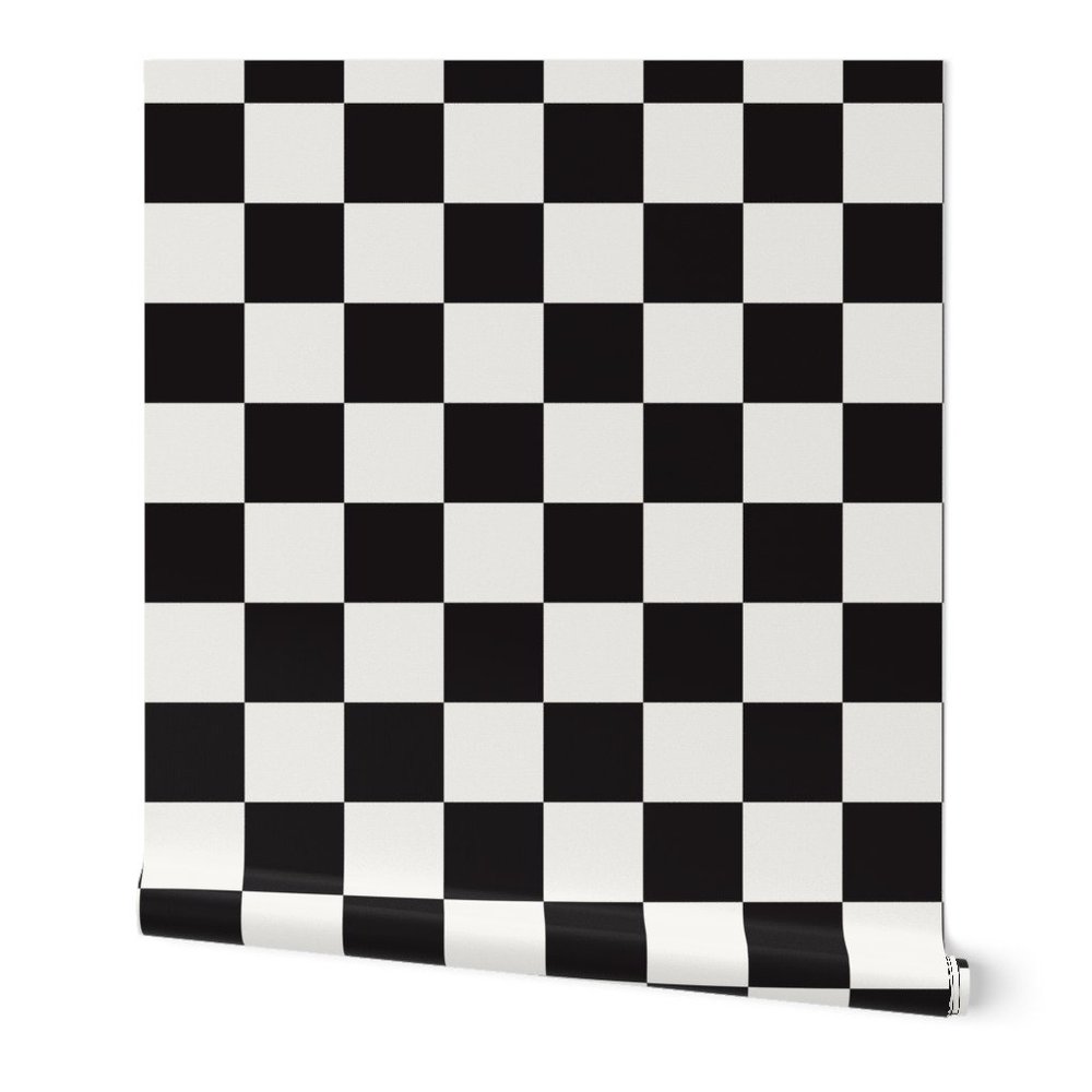 Black \u0026 white checkered wallpaper in a geometric square design for  midcentury modern homes — Rose Lindo, image size:1000x1000