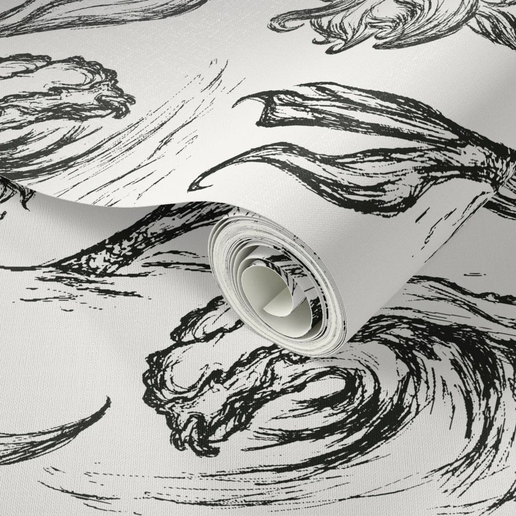 Mermaid Wallpaper - Removable Peel and Stick Wallpaper for Boutique Hotels & Bohemian Home in Coastal