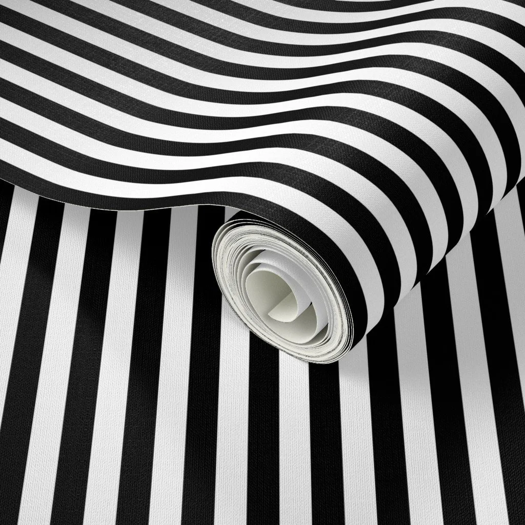 Black and white striped luxurious glam wallpaper.