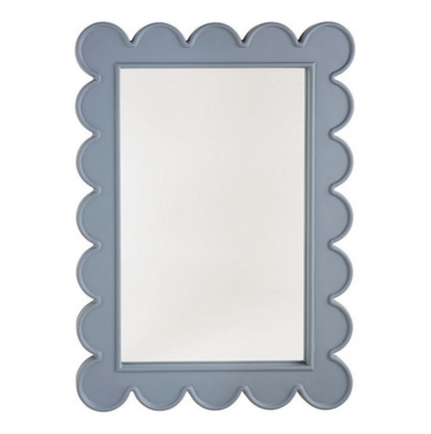 Blue scalloped mirror for kids' bedroom