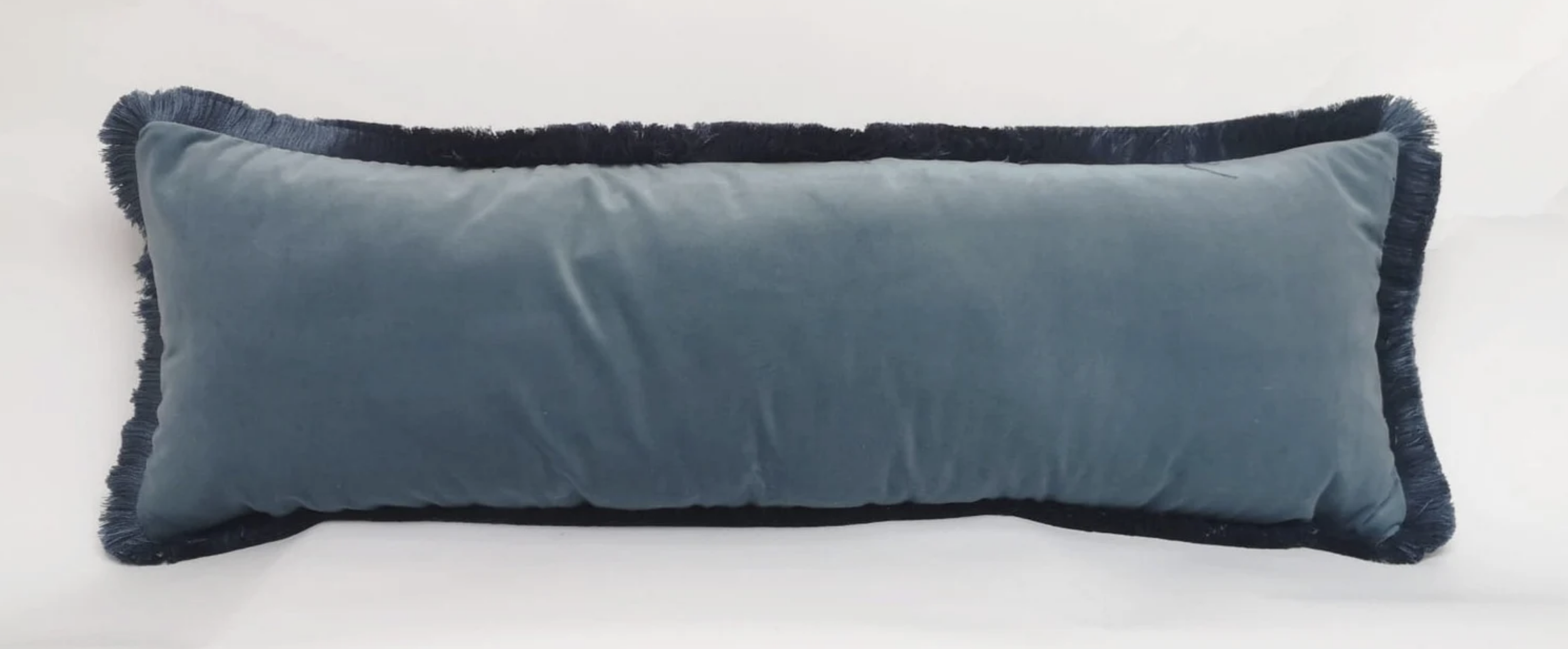 Blue velvet lumbar pillow