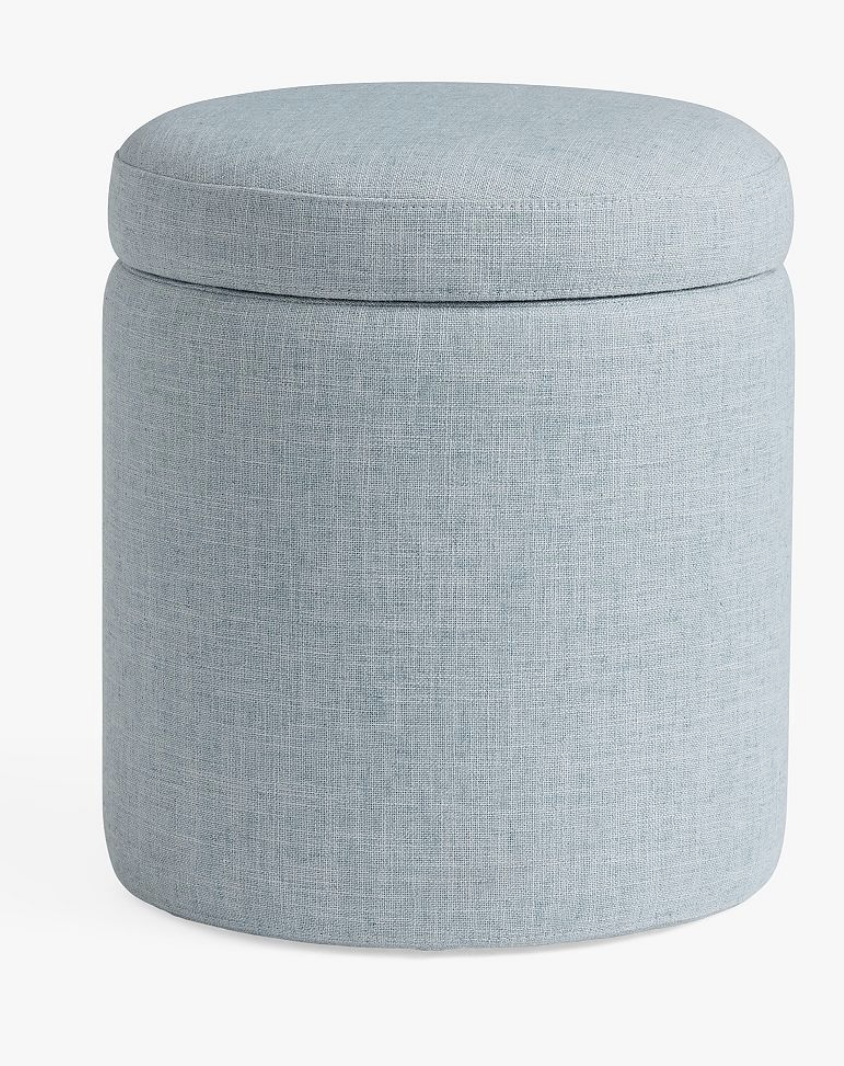 blue storage ottoman for boys room or nursery decor