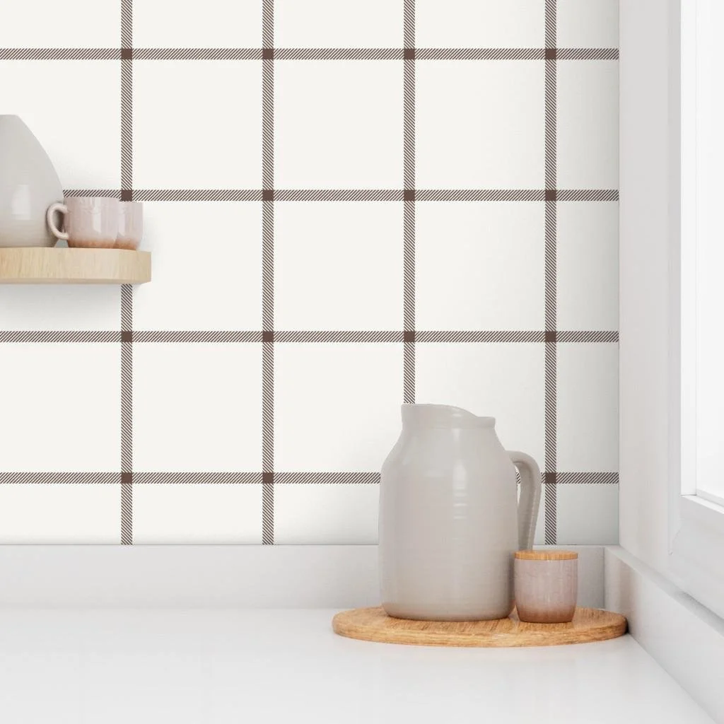 brown-windowpane-plaid-wallpaper-kitchen-shelf.jpg