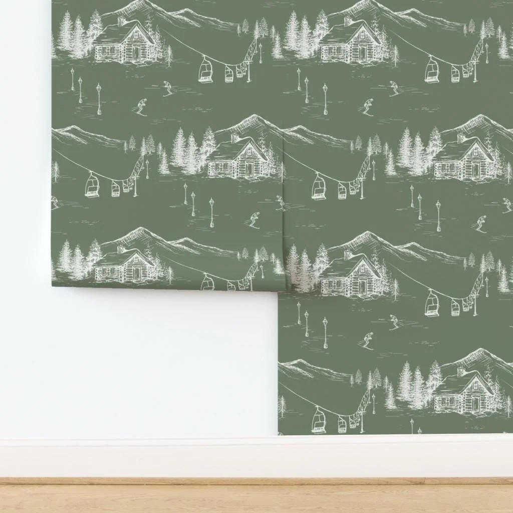 sage-green-ski-lodge-toile-wallpaper-panel-install.jpg