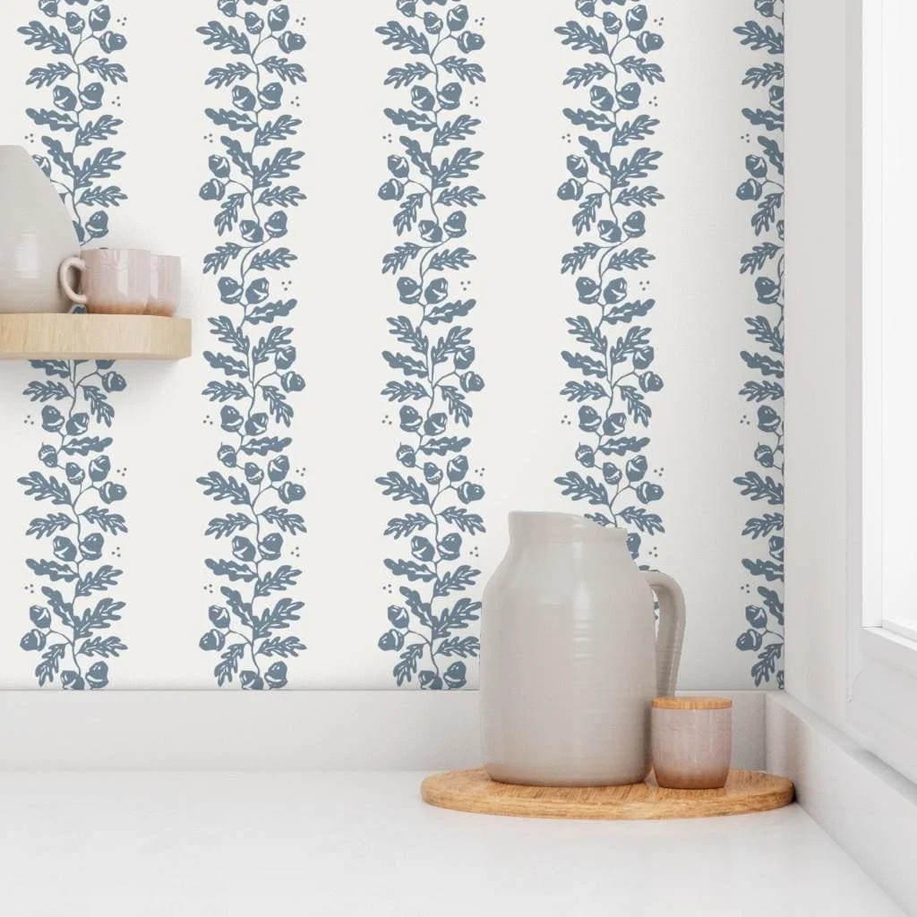 blue-oak-leaf-vine-stripe-wallpaper-kitchen-shelf.jpg