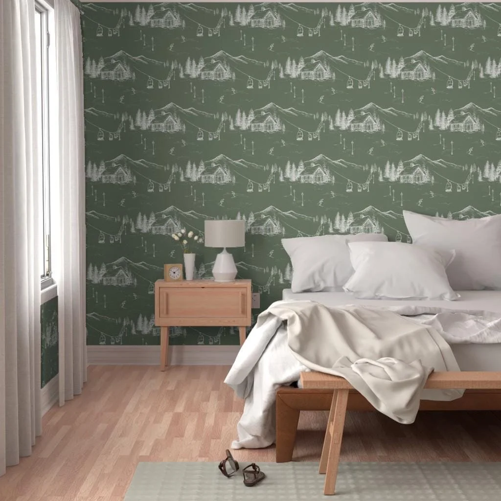 sage-green-ski-lodge-toile-wallpaper-bedroom-accent-wall.jpg