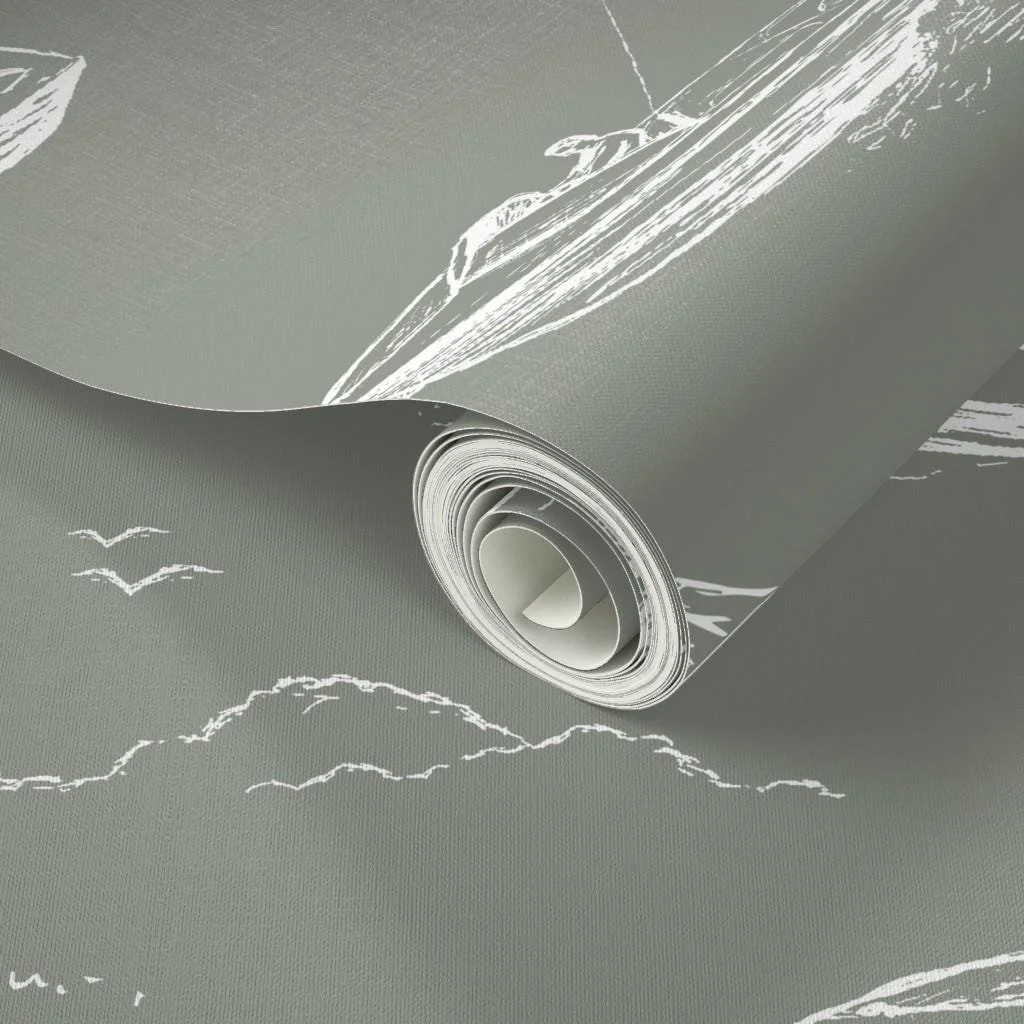 sage-green-lake-house-boat-toile-wallpaper-texture-closeup.jpg