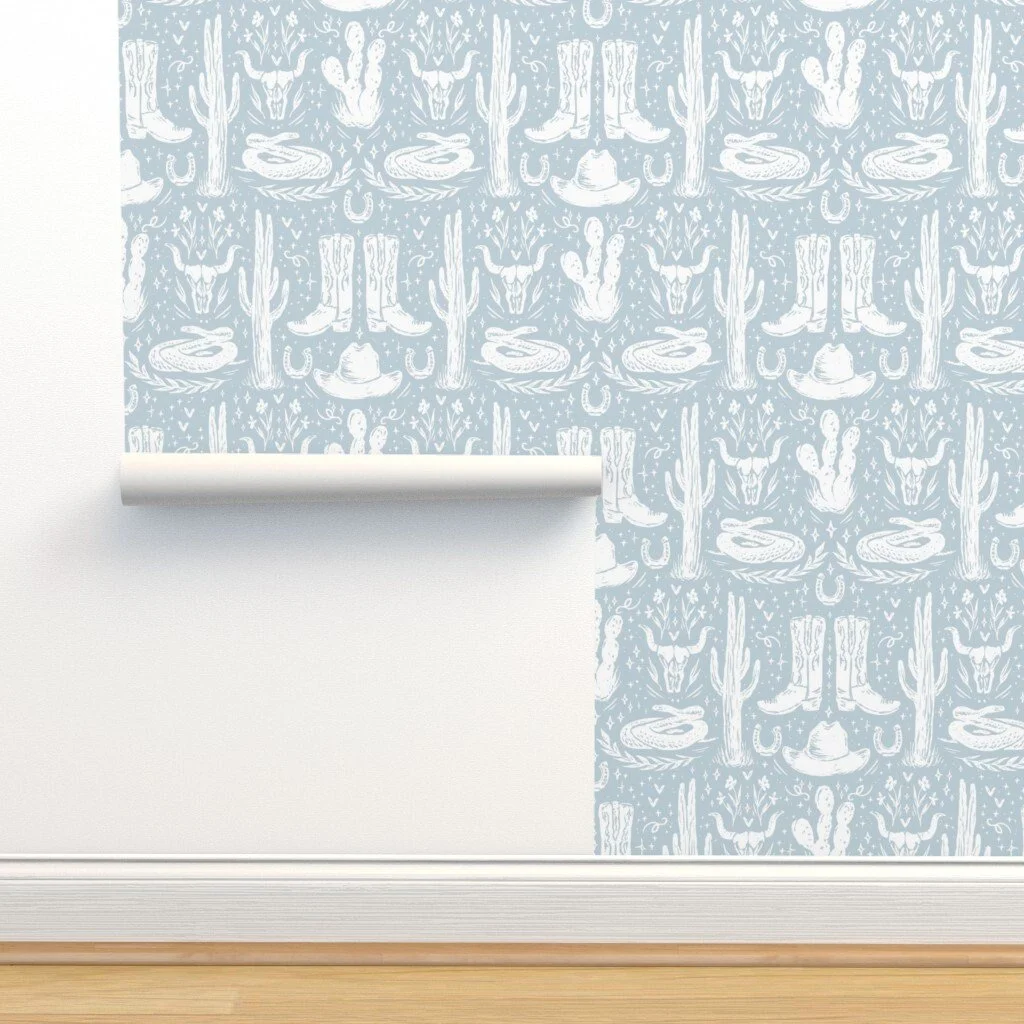 light-blue-western-cowboy-boots-cactus-wallpaper-panel-install.jpg