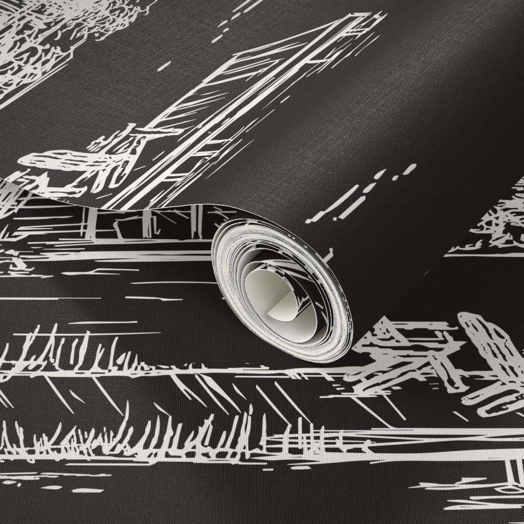 black-a-frame-cabin-lake-toile-wallpaper-texture-closeup.jpg