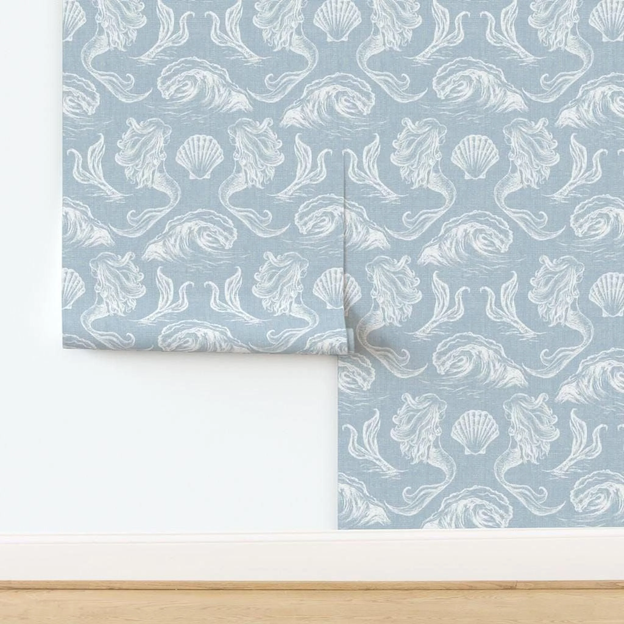 light-blue-mermaid-seashell-wave-wallpaper-panel-install-2.jpg
