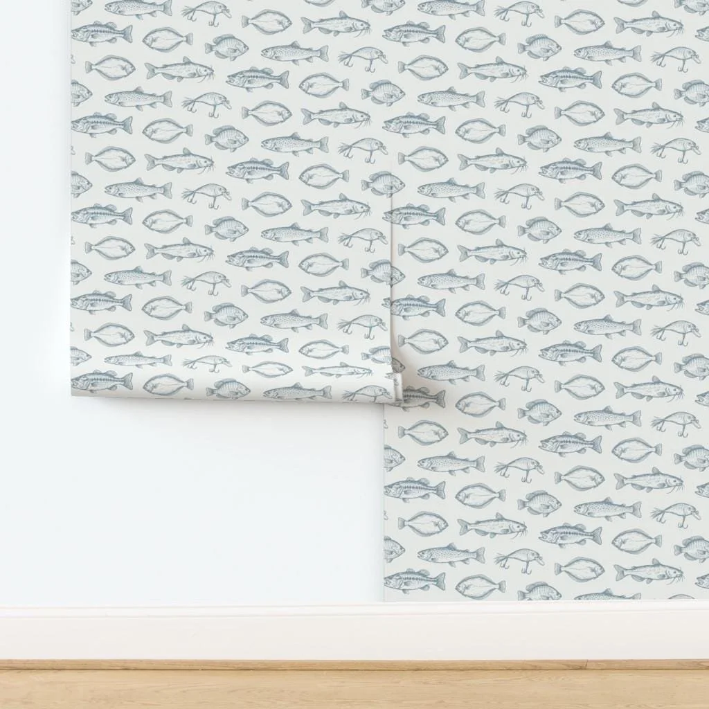 blue-vintage-fish-sketch-wallpaper-panel-install.jpg