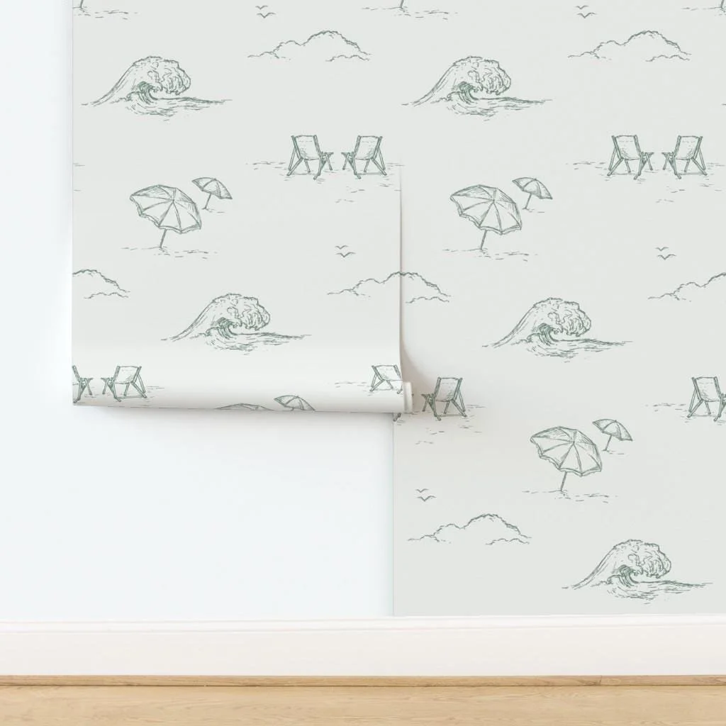 green-beach-umbrella-coastal-toile-wallpaper-panel-install.jpg