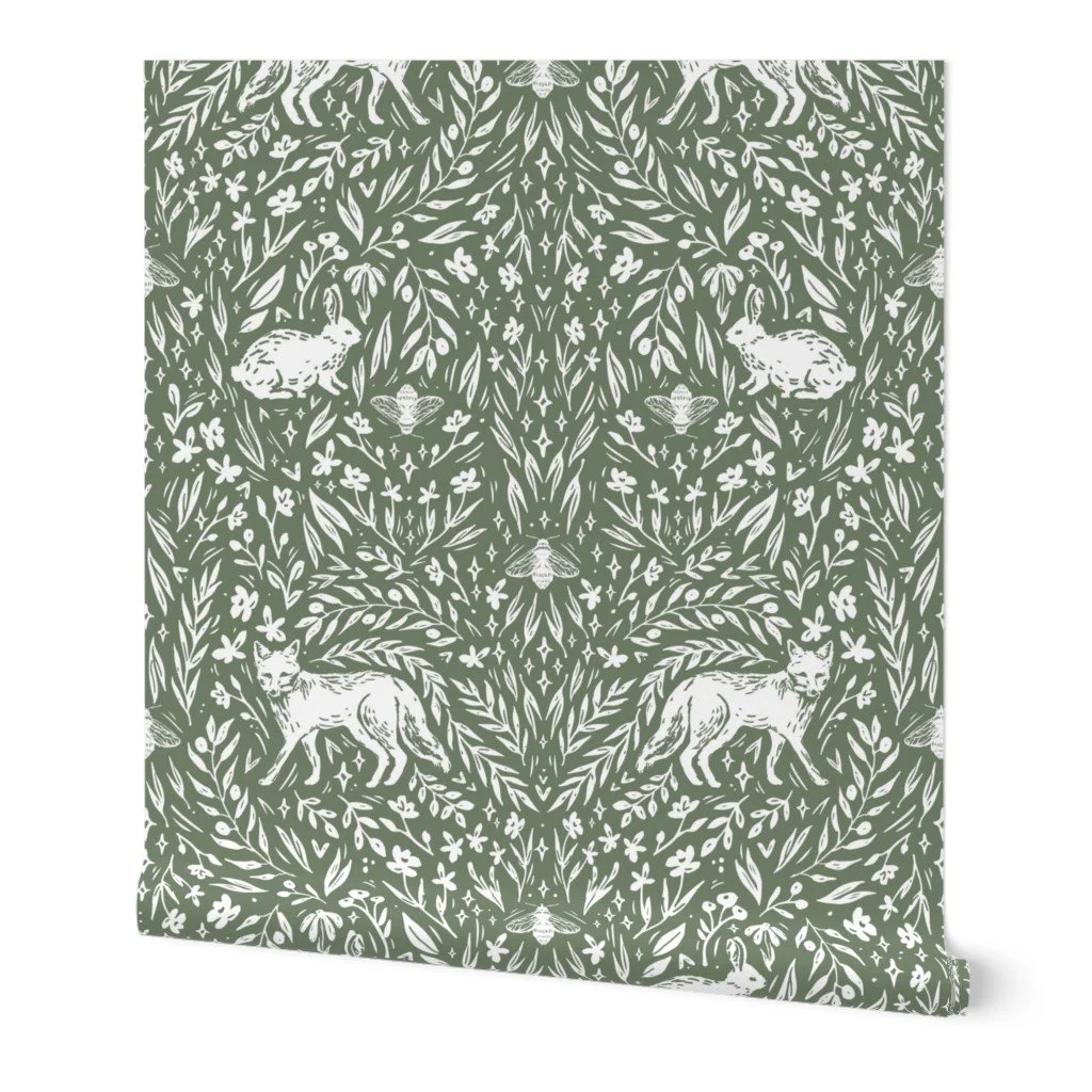 Woodland Nursery Wallpaper in Green