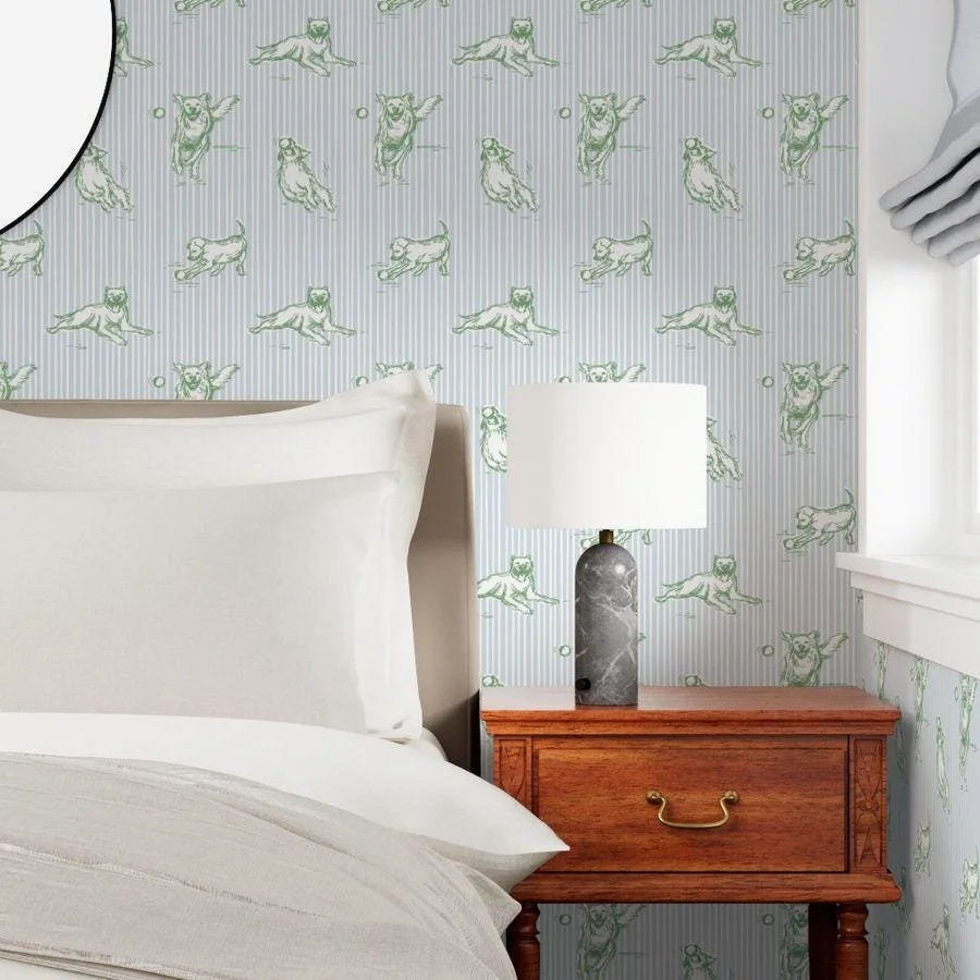 blue-stripe-green-puppy-dog-wallpaper-bedroom-nightstand.jpg