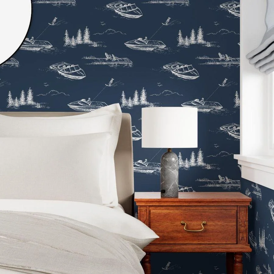 navy-lake-house-boat-toile-wallpaper-bedroom-nightstand.jpg