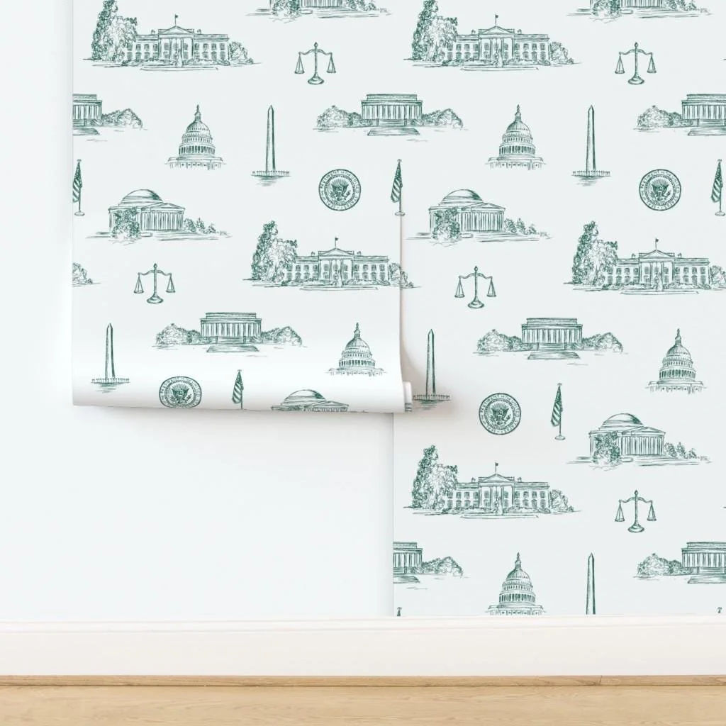 green-washington-dc-landmarks-toile-wallpaper-panel-install.jpg