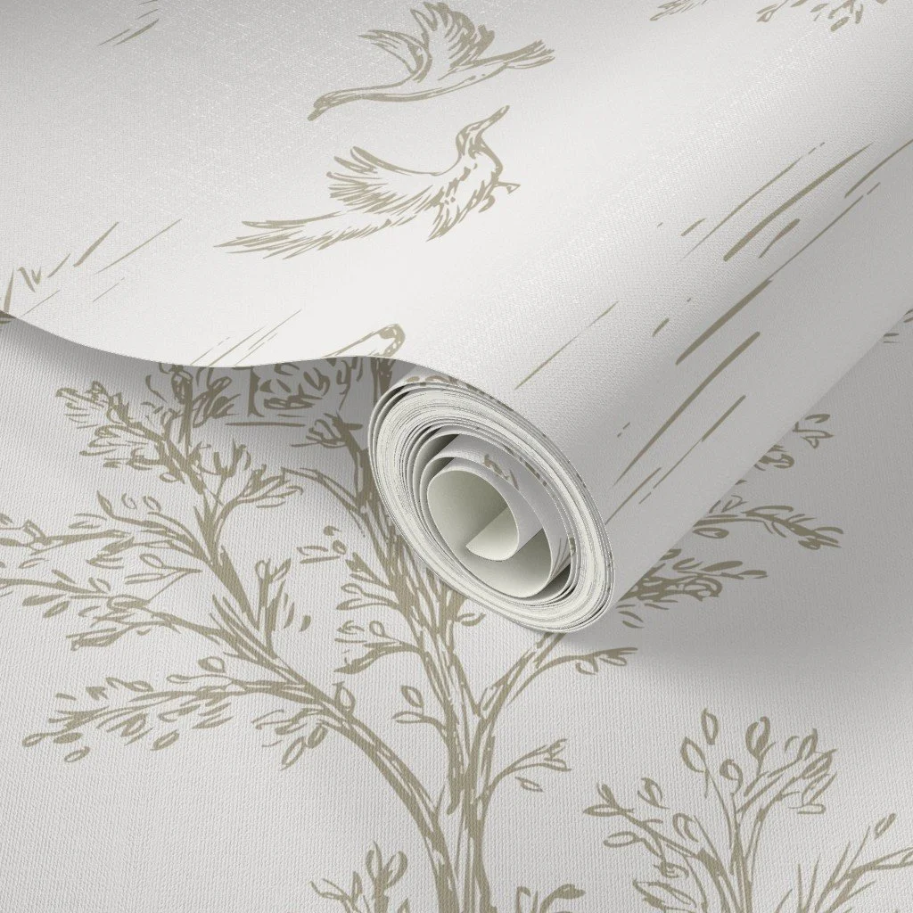 Rustic Woodland Pointer & Waterfowl Wallpaper – Neutral Earth Tones.jpg