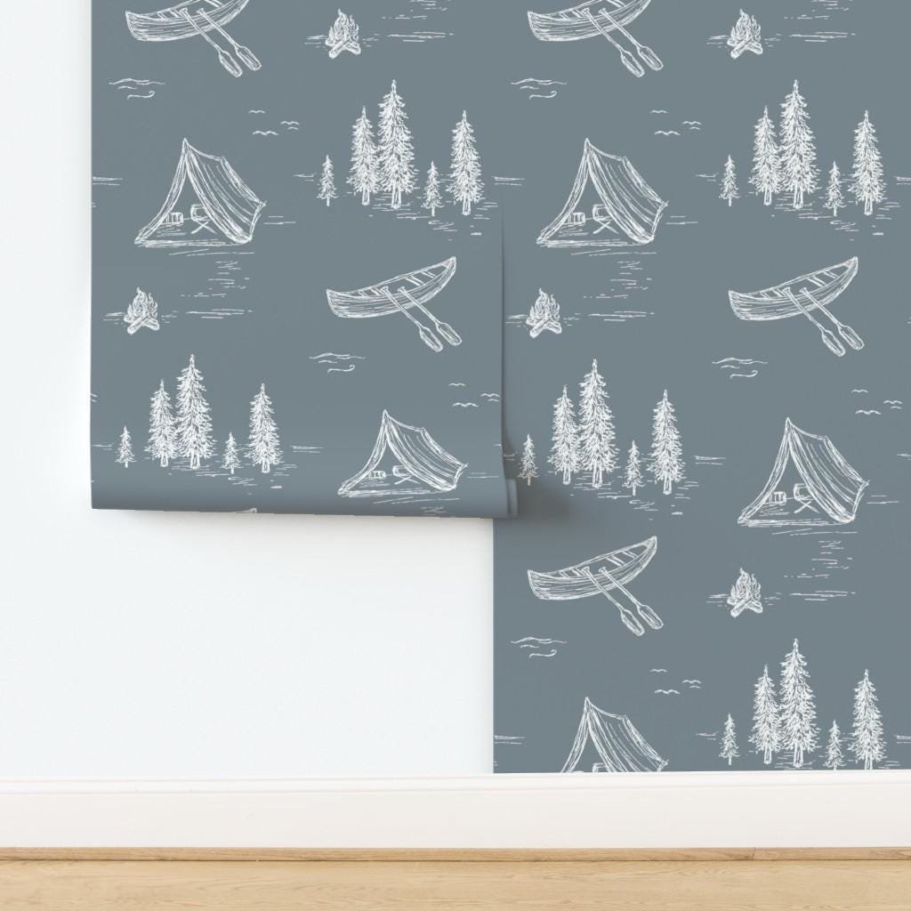 slate-blue-camping-canoe-toile-wallpaper-panel-install.jpg