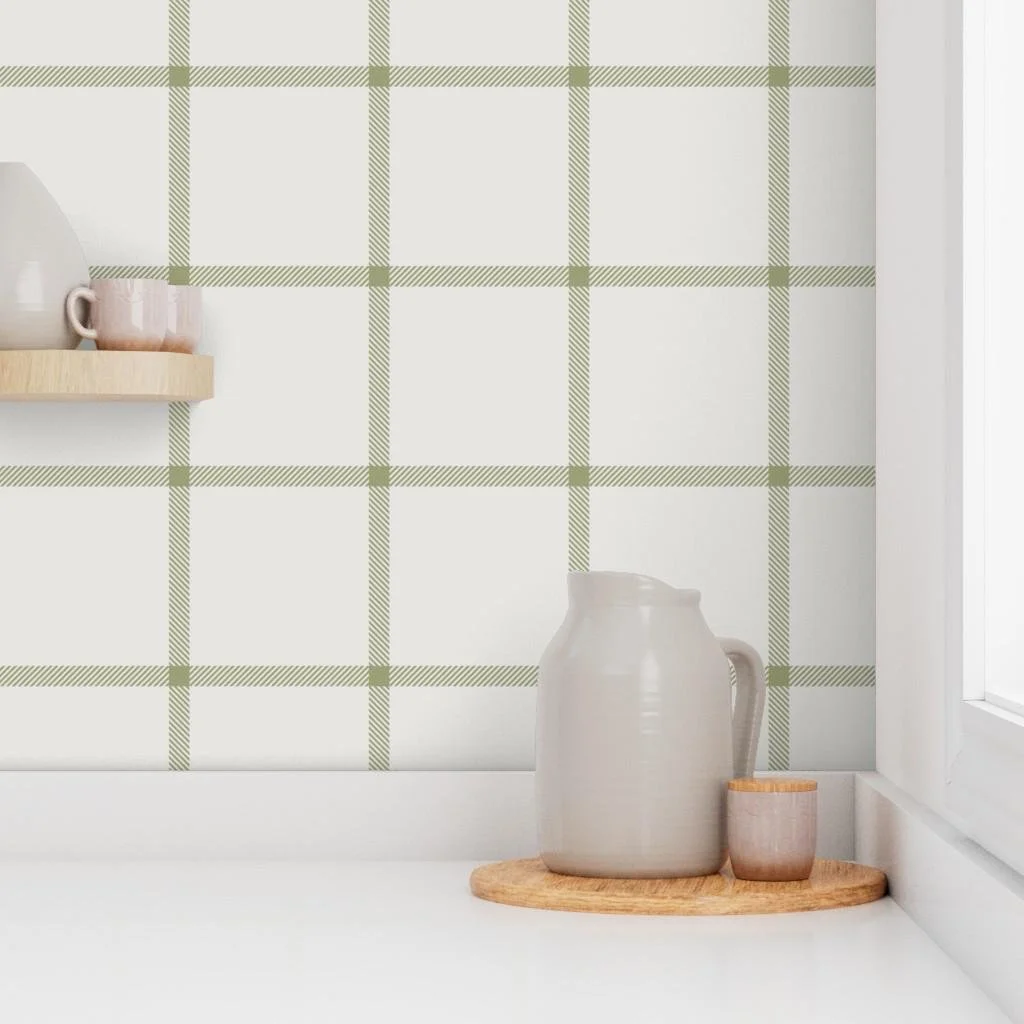 sage-green-windowpane-plaid-wallpaper-kitchen-shelf.jpg