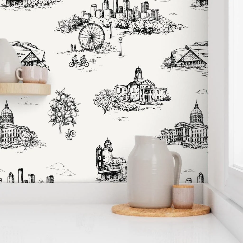 black-white-city-landmarks-toile-wallpaper-kitchen-shelf.jpg