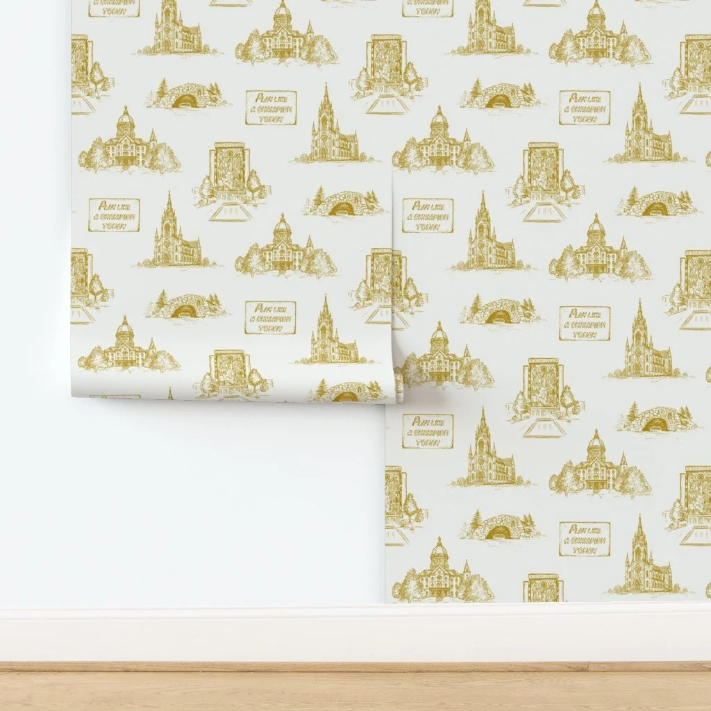 Notre-Dame-University-handdrawn-wallpaper-pattern