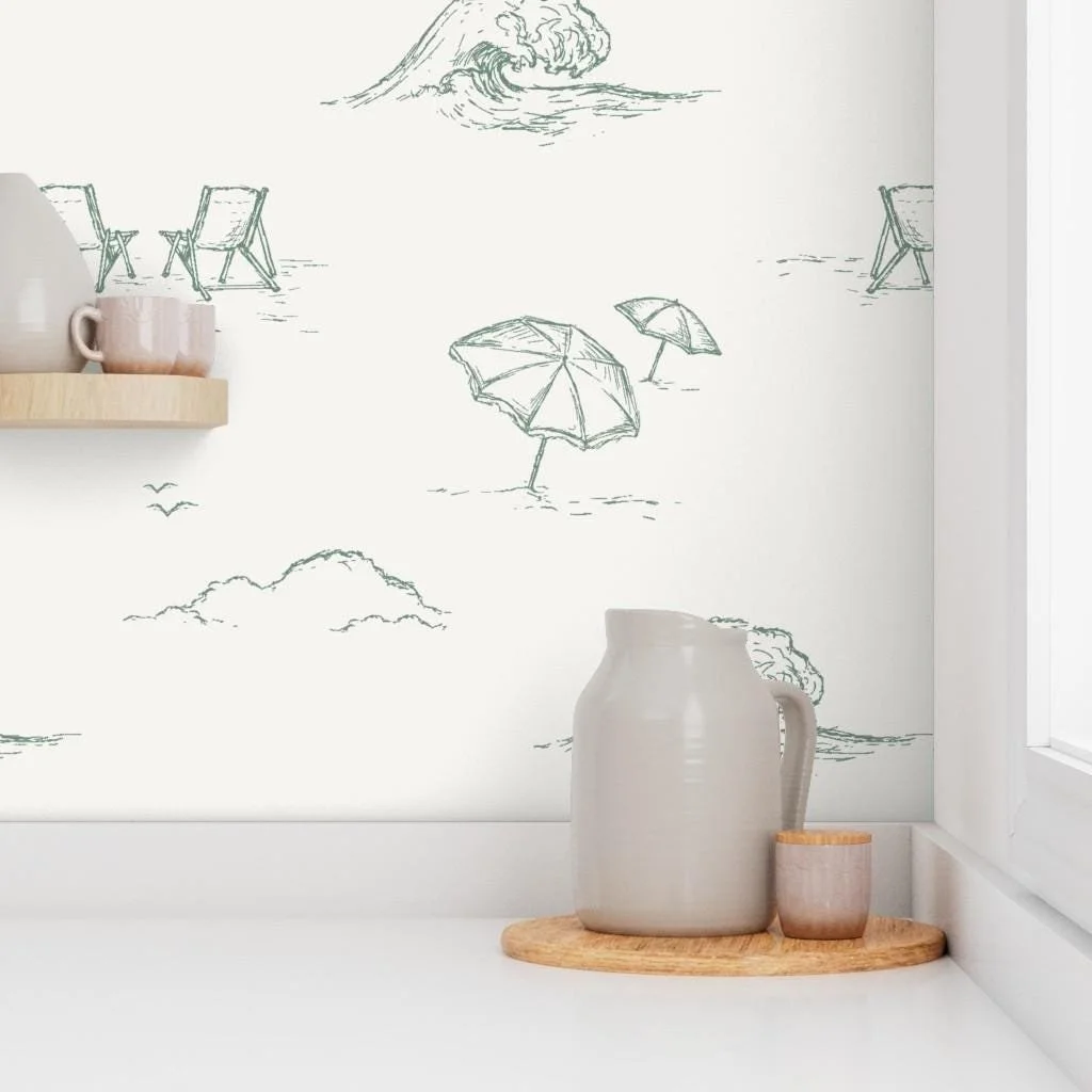 green-beach-umbrella-coastal-toile-wallpaper-kitchen-shelf.jpg
