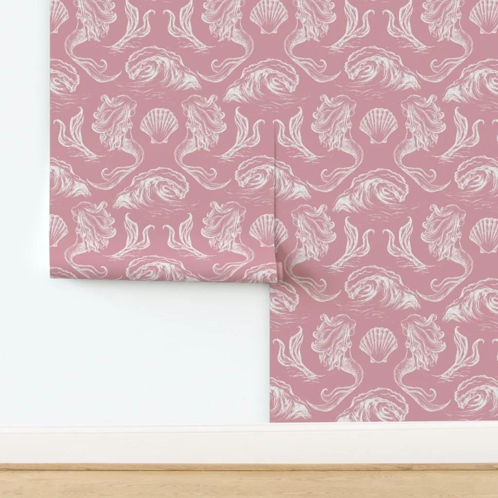 pink-mermaid-seashell-wave-wallpaper-panel-install.jpg