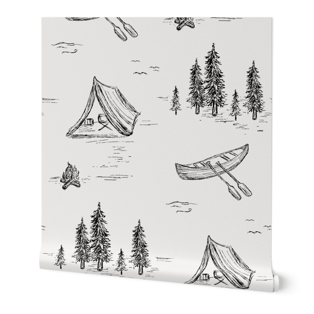 camping wallpaper for baby boy's nursery or bedroom decor