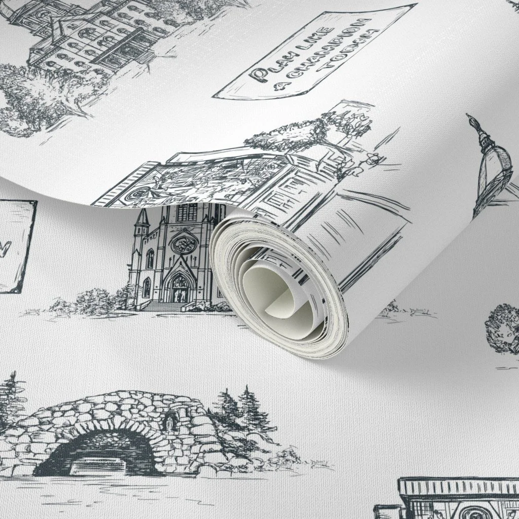 Notre Dame Toile Wallpaper | French Cathedral Pattern | Peel & Stick or Traditional