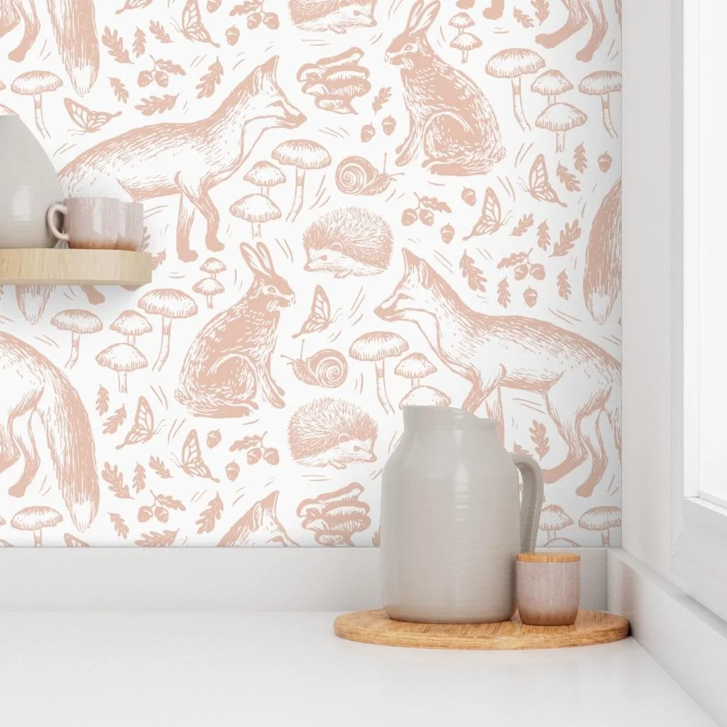 blush-pink-woodland-fox-rabbit-mushroom-wallpaper-kitchen-shelf.jpg