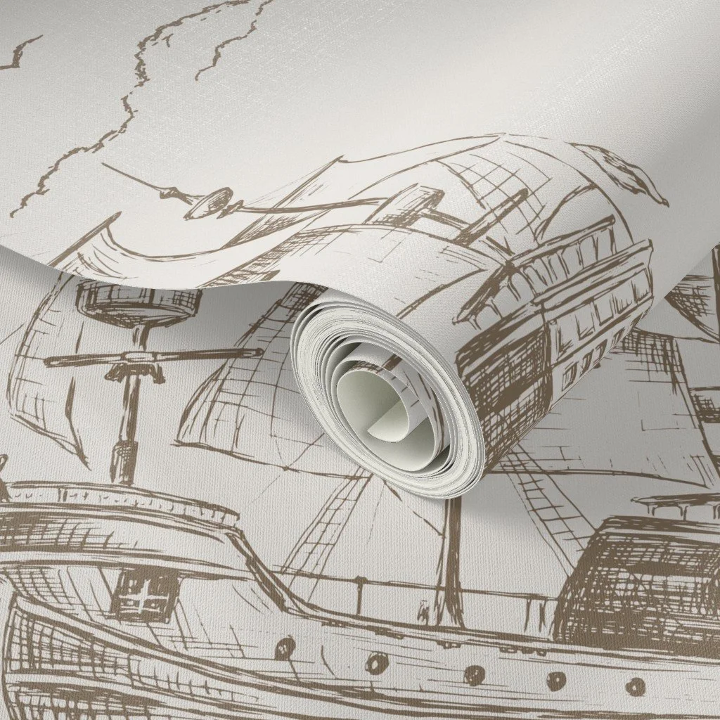 coastal wallpaper for baby boy nursery, bedroom, or nautical house