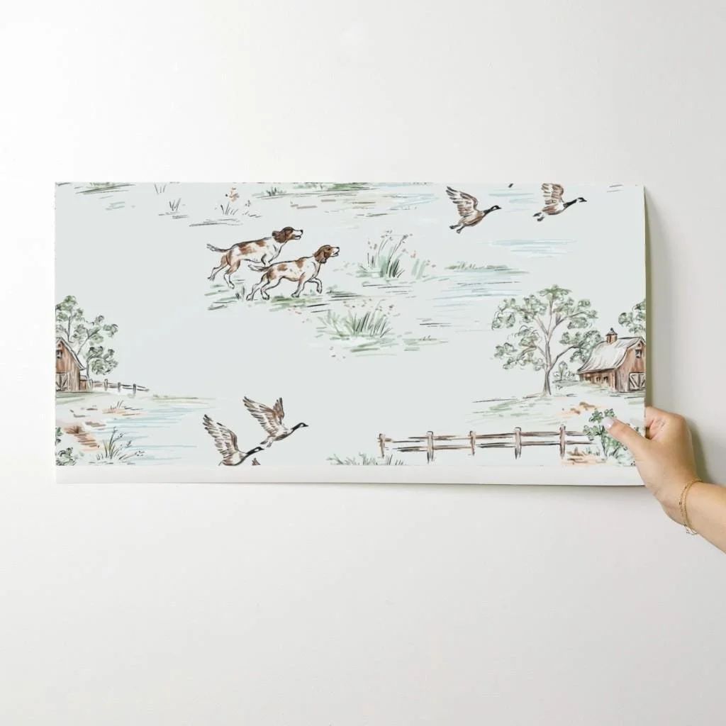 watercolor-hunting-dog-duck-barn-toile-wallpaper-sample-swatch.jpg